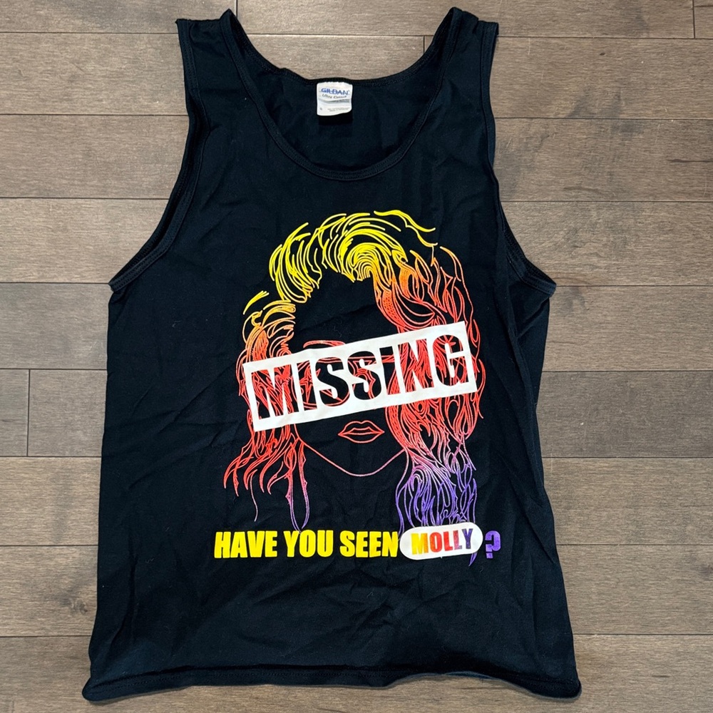 Gildan Black Tank Top with Colorful Graphic